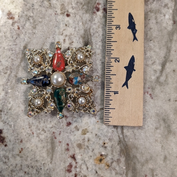 Sarah Coventry Jewelry "Galaxy" Maltese Cross Brooch Pin 1960's Rhinestone EUC - Picture 10 of 10